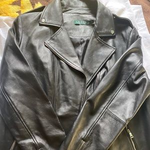 Lauren by Ralph Lauren Genuine Lambskin Leather Motorcyle Jacket
